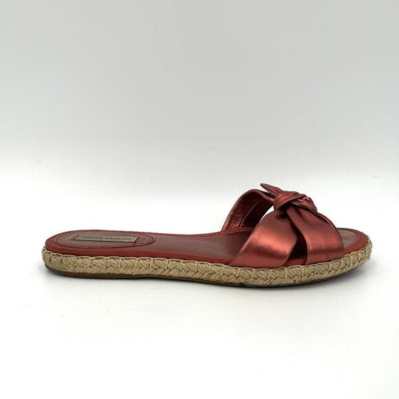 TABITHA SIMMONS Pink Rose Gold Metallic Heli Slip On Knot Sandals Size 8 - Picture 1 of 7
